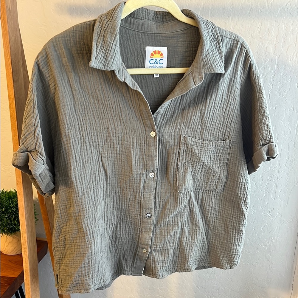 C&C California Green Boxy Button Down Shirt